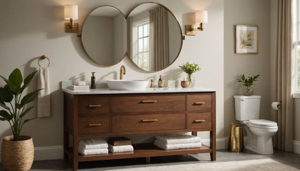 Le meuble vasque en bois apporte du cachet